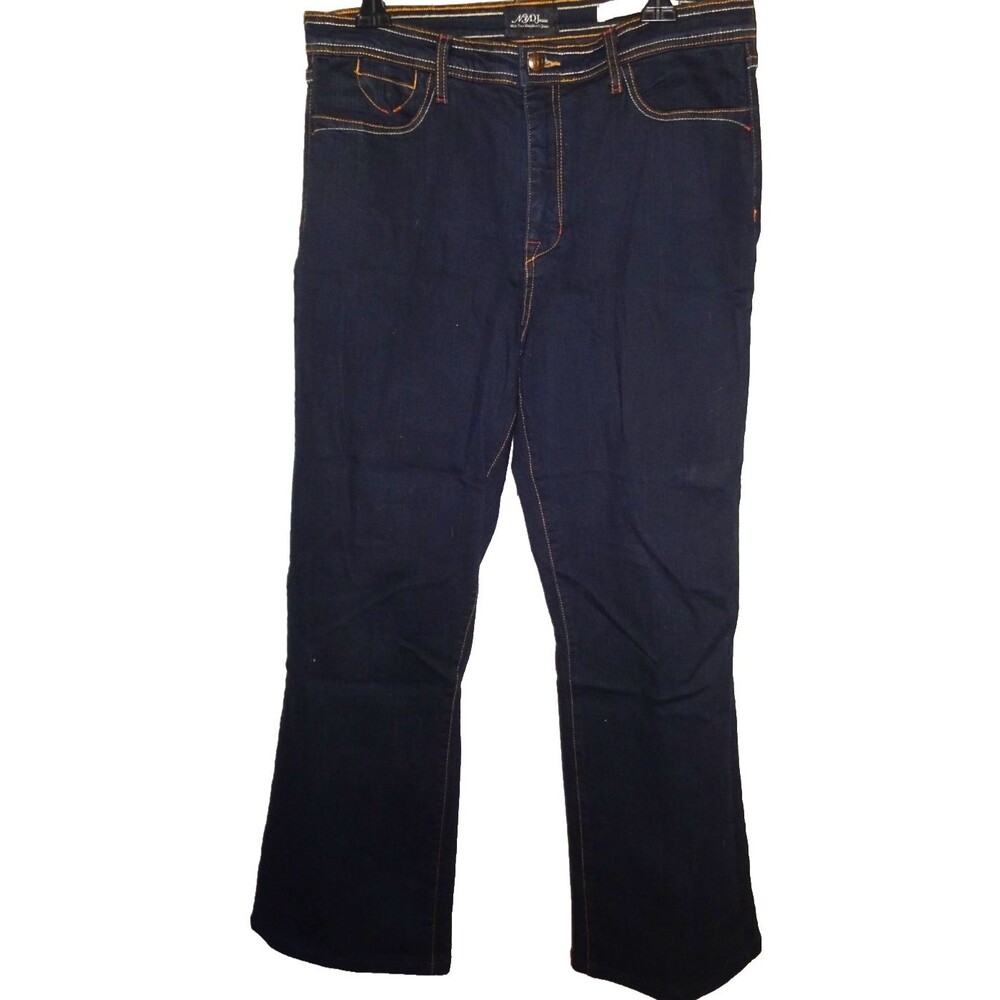 NYDJ Dark Wash Classic Stretch Jeans Bootcut Rhinestone Embellishments Womens 14